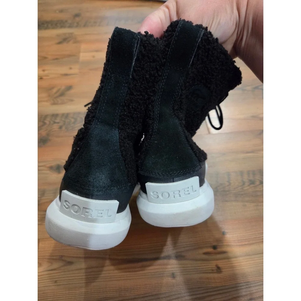 Sorel Explorer II Joan Black Sherpa Snow Weather boot Cozy Warm Chunky 9.5 Gorp